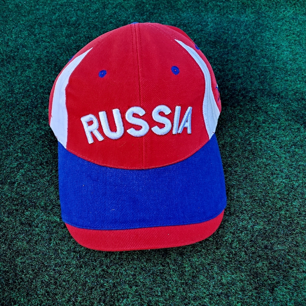 Troika Russia Baseball Cap Russian Style Adjustable White/Red/Blue NWT